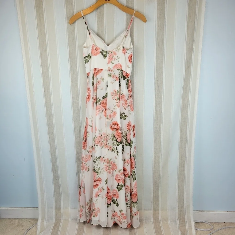 JJs House A-Line V-neck Floor-Length‎ Chiffon Evening Dress Split Front Small - Picture 15 of 16
